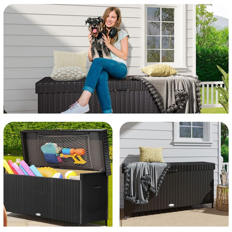 200 Gallon Outdoor Wicker Deck Box - N/A