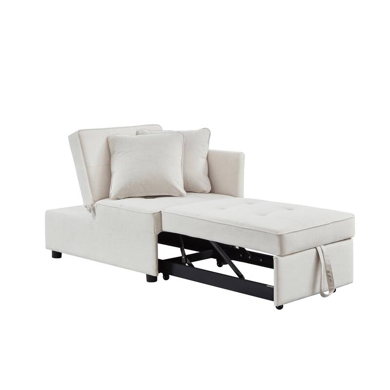 4-in-1 Sofa Bed - Convertible Recliner with Wood Frame