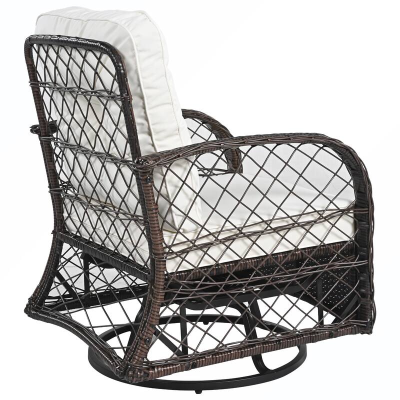 3PCS Rattan Swivel Chair and Table Set