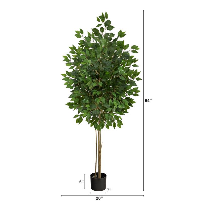 Artificial City Tree 64 Inch - Indoor Outdoor UV Resistant - Full Lush Green Leaves - Elegant Home Decor - 31-40 Inches