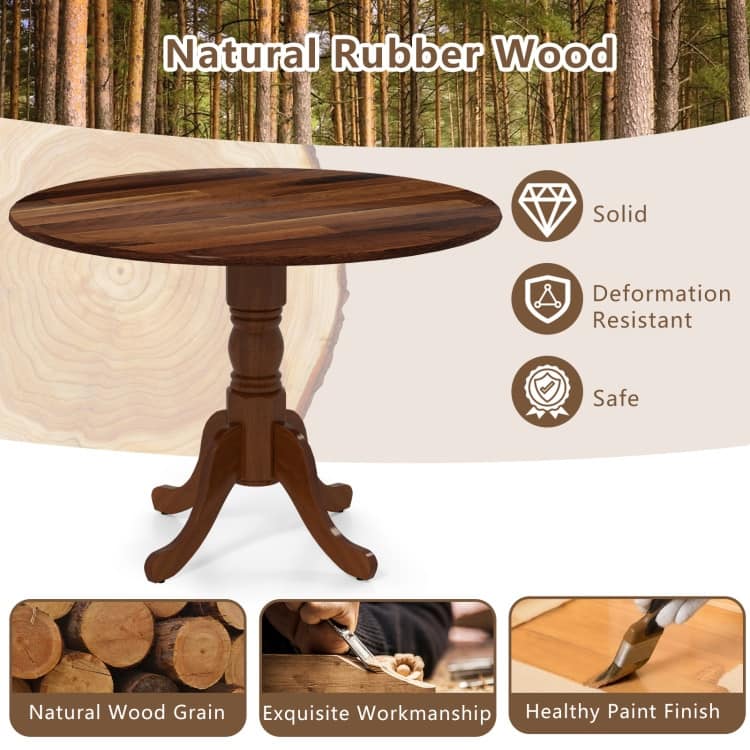 Rubber Wood Round Dining Table with Curved Legs and Adjustable Foot Pads - 40 x 40 x 29 inch (L x W x H)