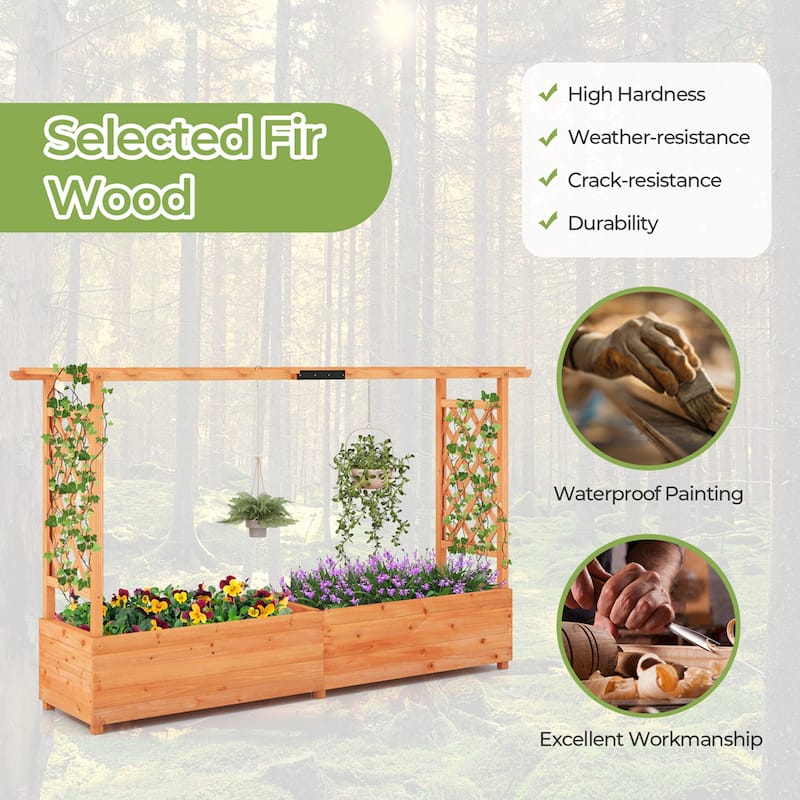 Costway 1/2 PCS Raised Garden Bed with Trellis Hanging Roof Planter - See Details