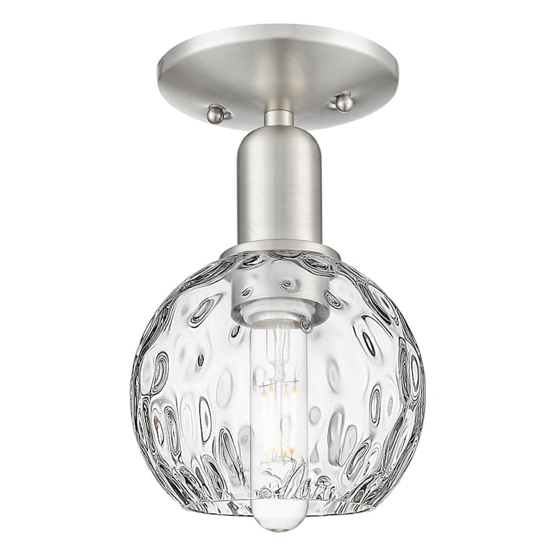 Innovations Lighting 716-1C-10-6 Athens Water Glass Semi-Flush Athens - Brushed Satin Nickel / Clear Water Glass