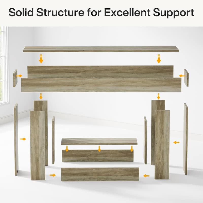 Farmhouse 2 Tiers Console Table Entryway Table with U-Shaped Base