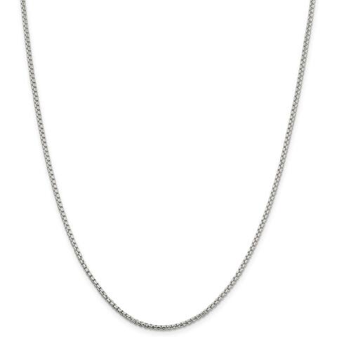 Sterling Unisex Solid Italian 2mm Round Box Chain in Sterling Silver