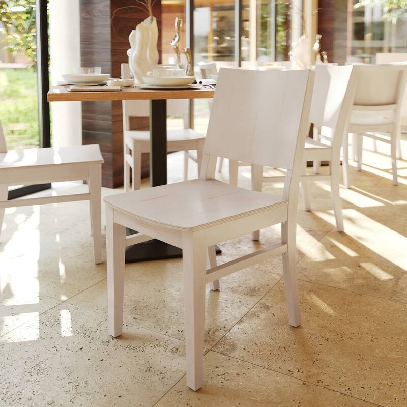 2 Pack Commercial Solid Wood Dining Chair with Curved Backrest - 17.75"W x 21.25"D x 33.5"H
