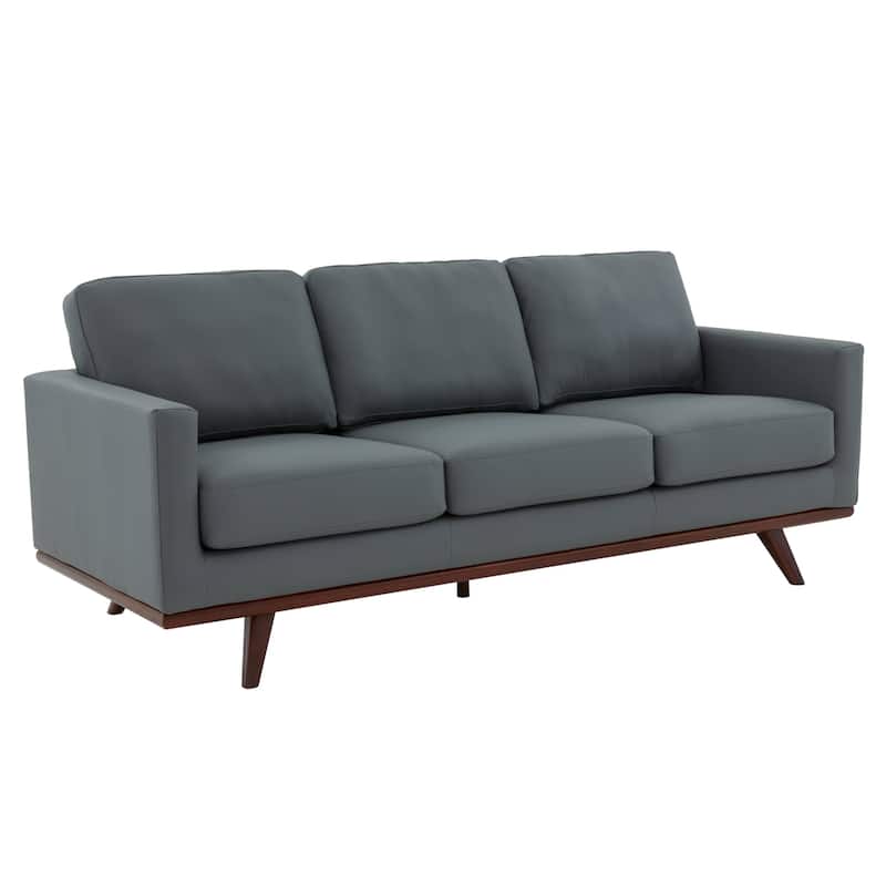 Chester Modern 3 Seater Sofa Couch in Leather or Mesh Upholstery With Birch Wood Base for Living Room Bedroom and Office - 83"