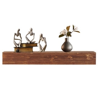 Grondin Wall-Mounted Rustic Wood Fireplace Mantel Handcrafted Farmhouse Fireplace Nantel Shelves Floating Mantel Wall Shelf