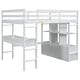 preview thumbnail 12 of 11, White Bedroom Full Size Loft Bed with Storage Shelves and Drawers and Built-in Desk with 2 Drawers