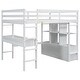 preview thumbnail 10 of 17, White Full Size Loft Bed with Built-in Desk,Drawers,Cabinets and Storage Shelves for Space-Saving