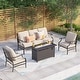 preview thumbnail 90 of 119, MAISON ARTS Outdoor Sofa Set 4/6-Piece Patio Conversation Set with 45'' Gas Fire Pit Table Set 1 - Beige