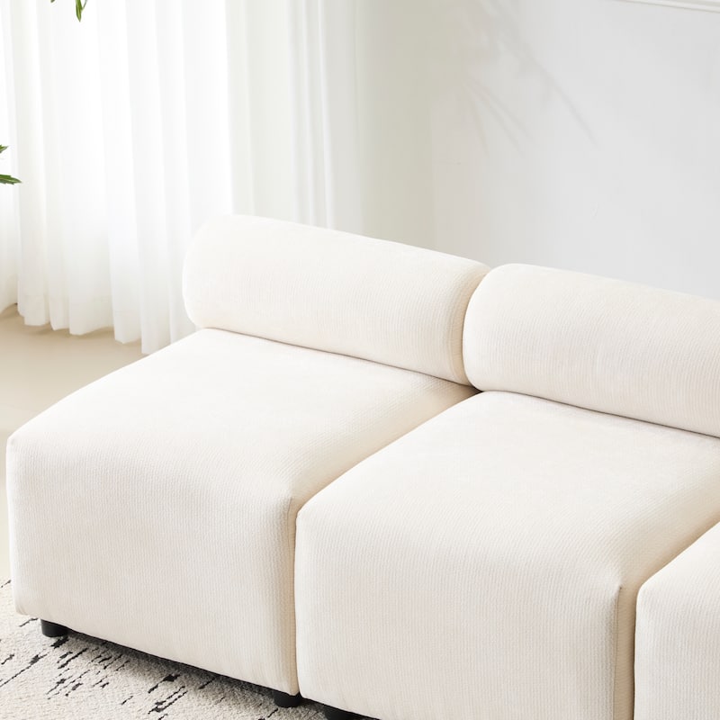 78 in. 3-Piece 3 Seater Beige Fabric Modular Sofa for Living & Bedroom & Office