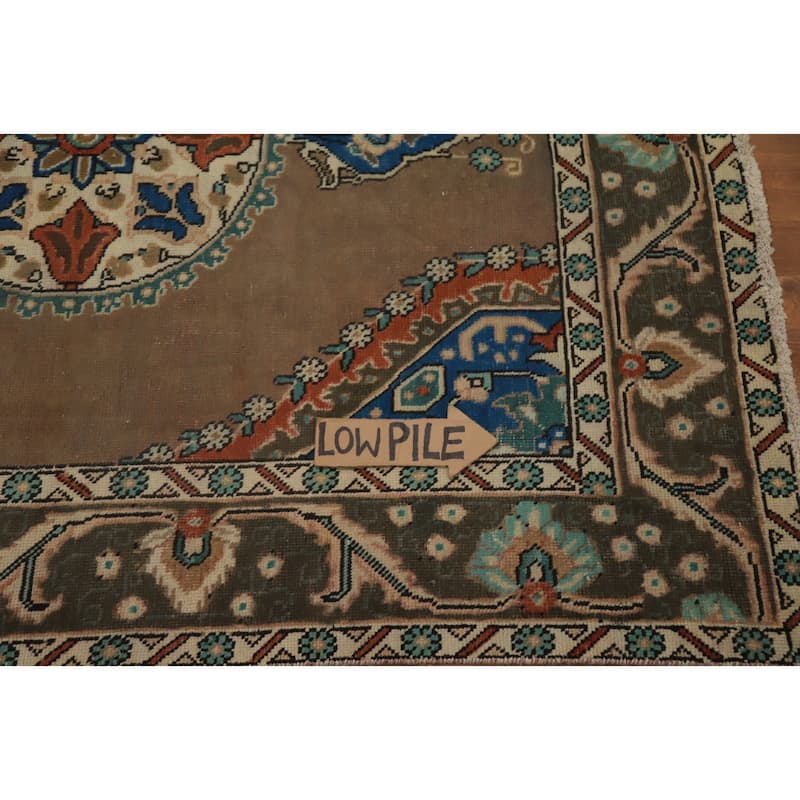 Hand Knotted Oriental 100% Wool Carpet Traditional Medallion Brown Tabriz Area Rug - 5' 11'' X 4' 10''