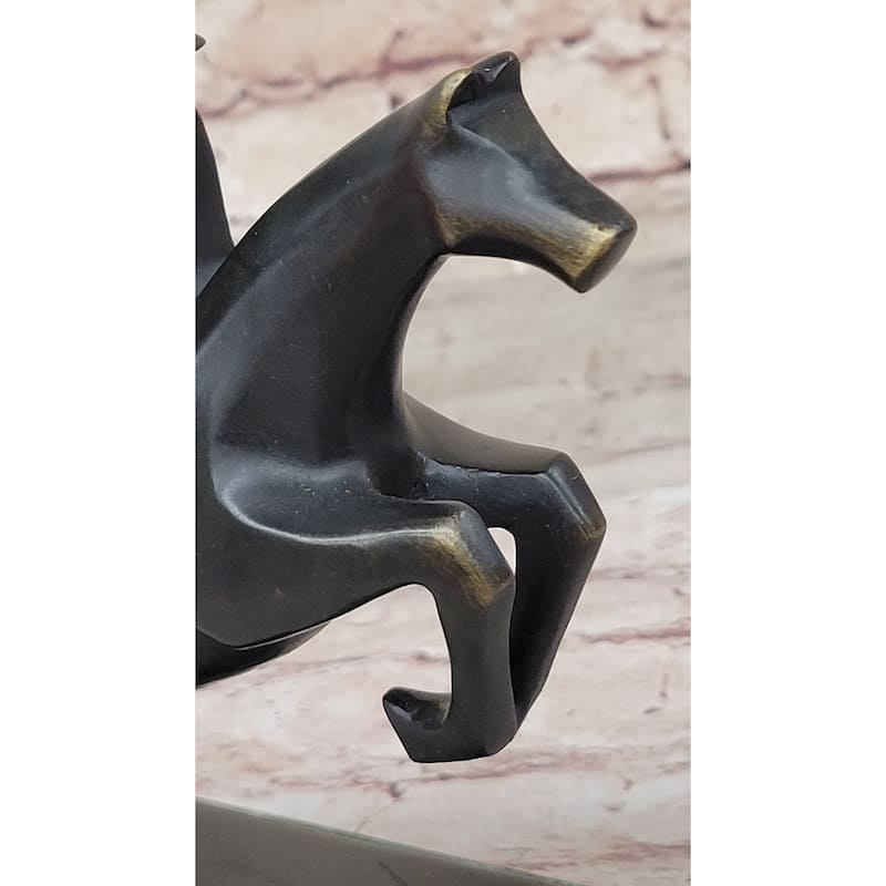 Signed Original Mario Nick Sport Jockey On Imitative Horse Bronze Sculpture Statue Figure