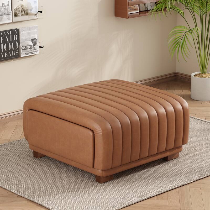 Christopher Knight Home - Zaka Faux Leather Channel Tufted Ottoman