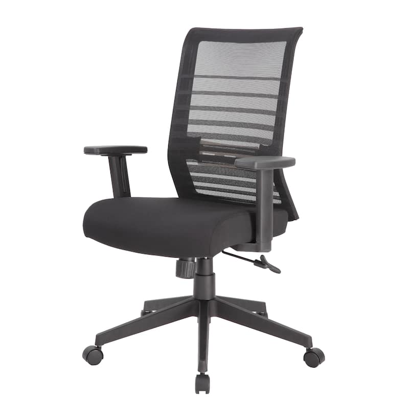 Zara Rolling Task Chair, Black Mesh, Adjustable Arms and Tilt Tension