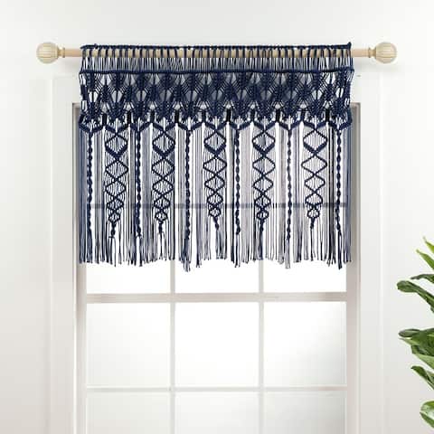 Lush Decor Boho Macrame Textured Cotton Valance/Kitchen Curtain/Wall Decor