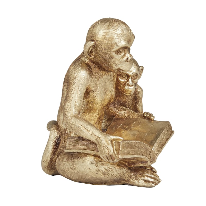 Polystone Monkey Decorative Sculpture - Gold - Roche River Decor