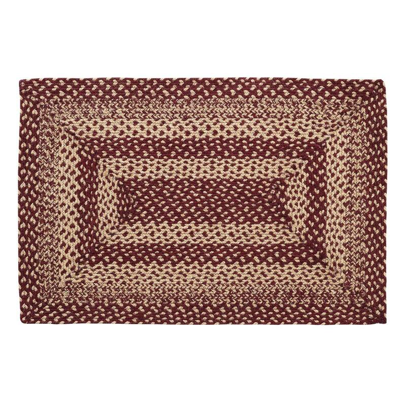 Burgundy Tan Jute Rug Rect w/ Pad 24x36 - 2' x 3' Rectangle
