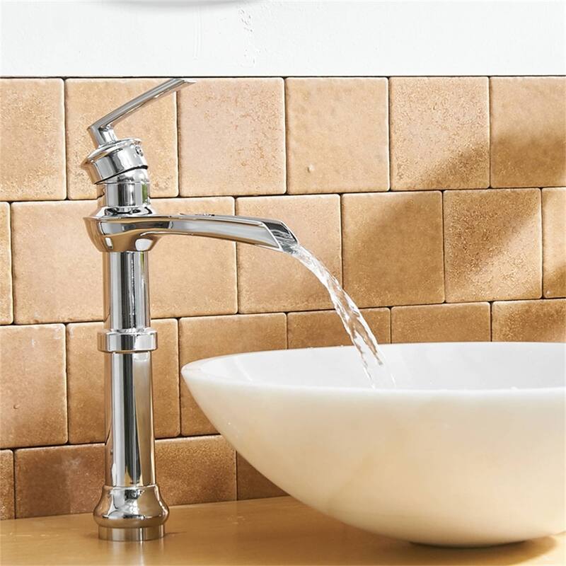 Waterfall Single Handle Bathroom Vessel Faucet With Drain Assembly Single Hole Vessel Sink Faucets Modern Basin Vanity High Tap