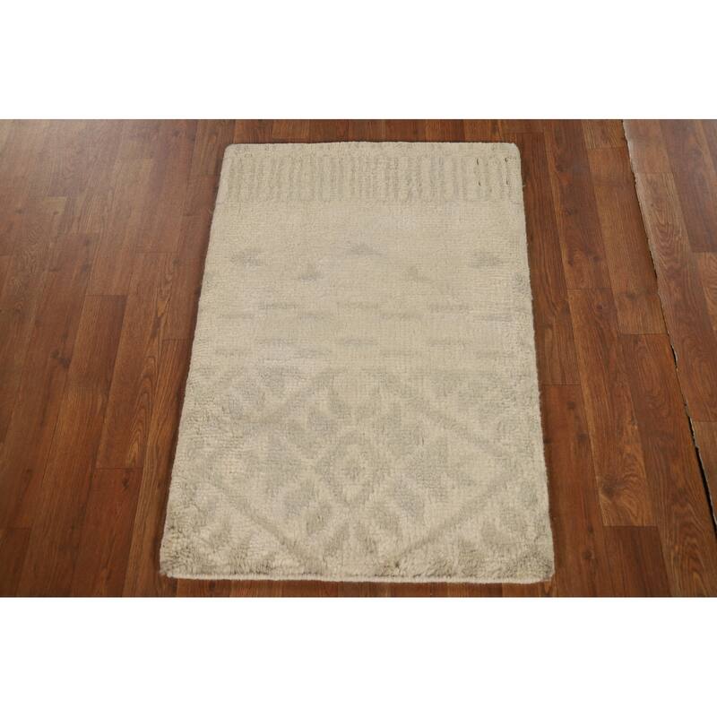 Moroccan Indian Accent Rug Handmade Foyer Wool Carpet - 2'0"x 3'0"