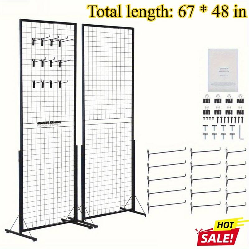2' x 5.6' Grid Wall Panels Tower,2 Packs Wire Gridwall Display Racks