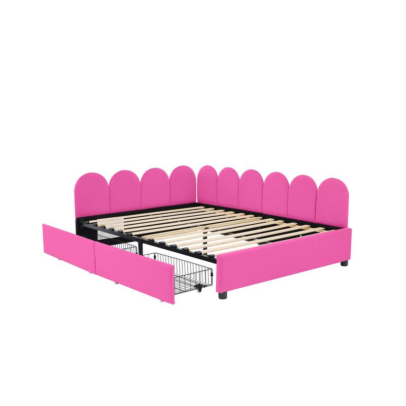 Full Size Upholstered Daybed with 2 Drawers