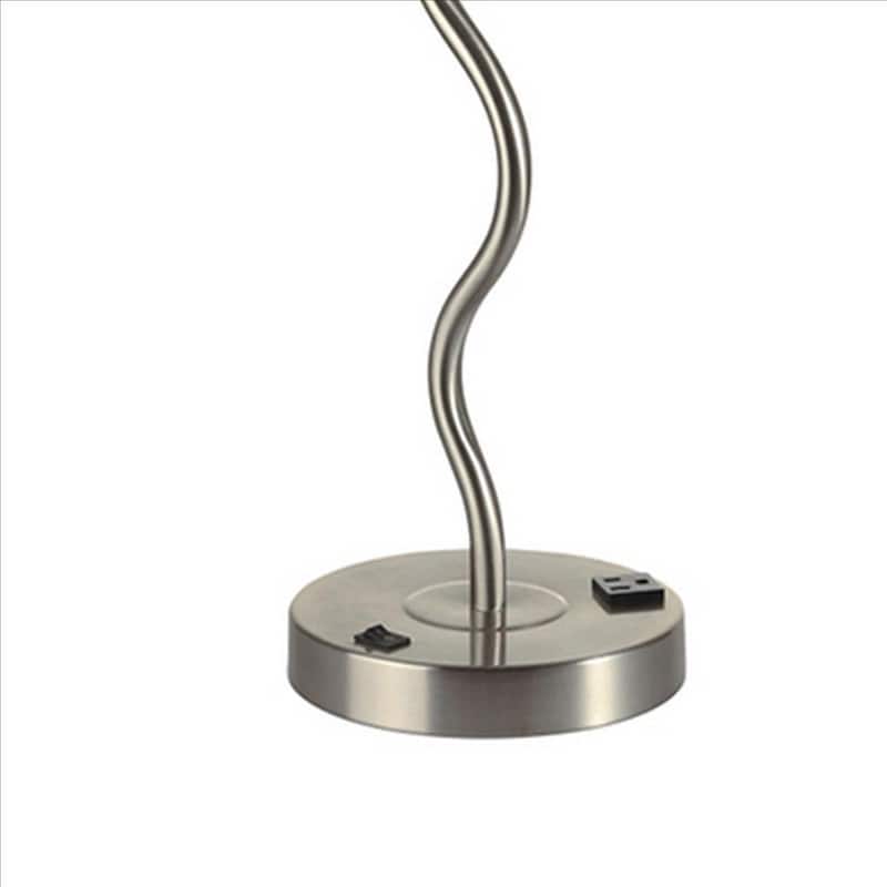 Table Lamp with Curved Tubular Body and Round Base, Black - 28.5 H x 15 W x 15 L Inches