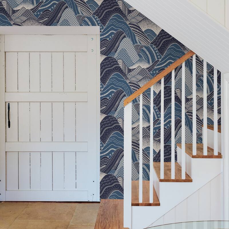 A-Street Prints Meru Navy Mountain Wallpaper