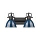 preview thumbnail 2 of 0, Yep by Golden Lighting Duncan 2-light Vanity in Matte Black and Navy Blue shade