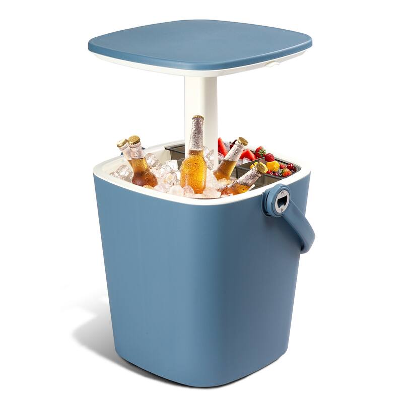 4 Gallon Cooler Table Portable Side Table With Handle Outdoor - 13.39"D x 14.57"W x 22.83"H