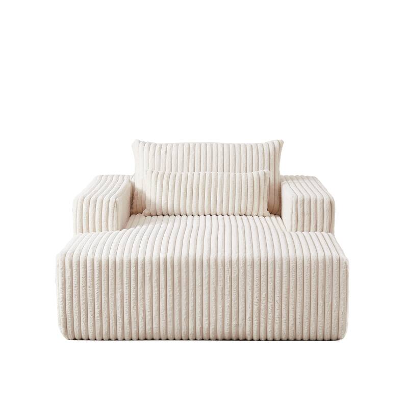 Plush Corduroy Fabric Modular Cloud Sofa with Backrest Pillow for Livingroom 75-Inch Fluffy Sleeper Sofa Bed
