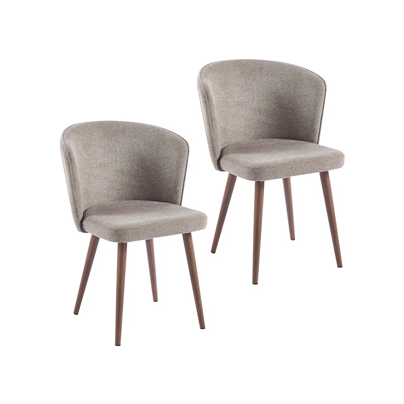 Porthos Home Tate Fabric Dining Chairs with Wood-like Metal Legs, Set of 2 - Greige