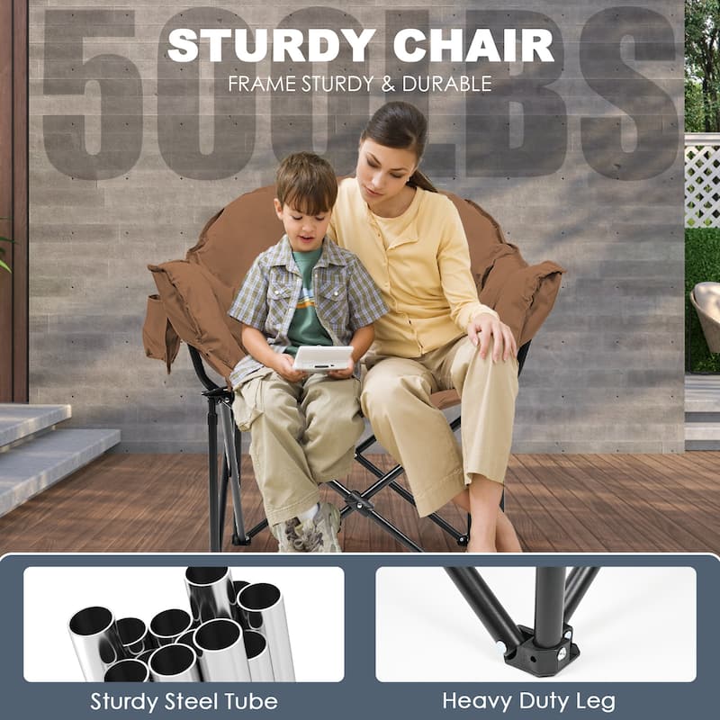 DoCred Oversized Camping Chair, Fully Padded Folding Moon Chair