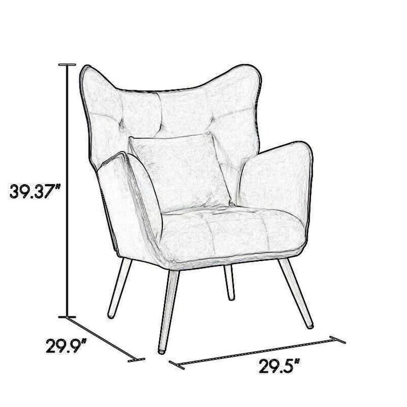Ive 30 Inch Accent Chair, Wingback, Padded Gray Velvet Upholstery, Black