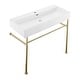 preview thumbnail 59 of 68, Claire Ceramic Console Sink White Basin Gold Legs