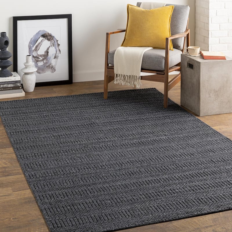 Stellaluna Minimalist Stripe Area Rug - 8' x 10' - Black