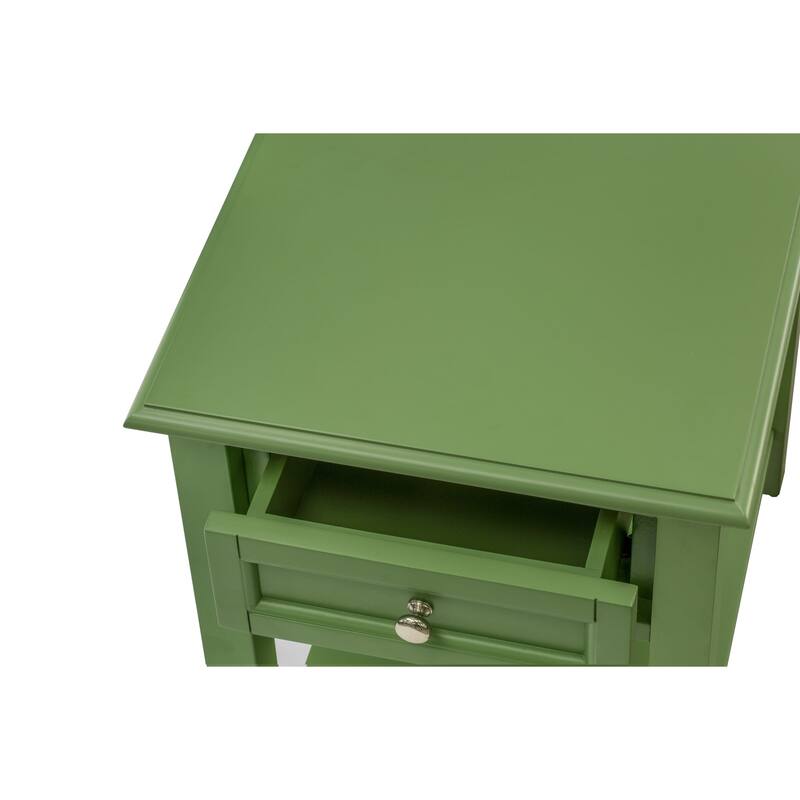 East West Furniture Denison Night Stand - Rectangle Modern End Table with a Drawer for Bedroom, 24x19 Inch, (Finish Options)