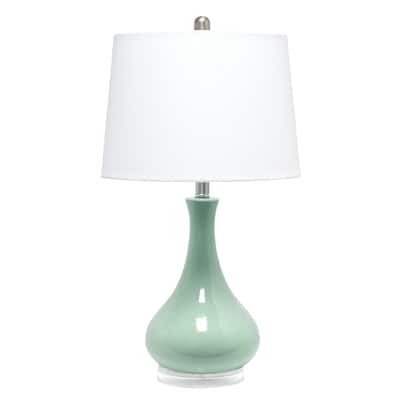 26.25 in. Aqua Ceramic Tear Drop Shaped Table Lamp