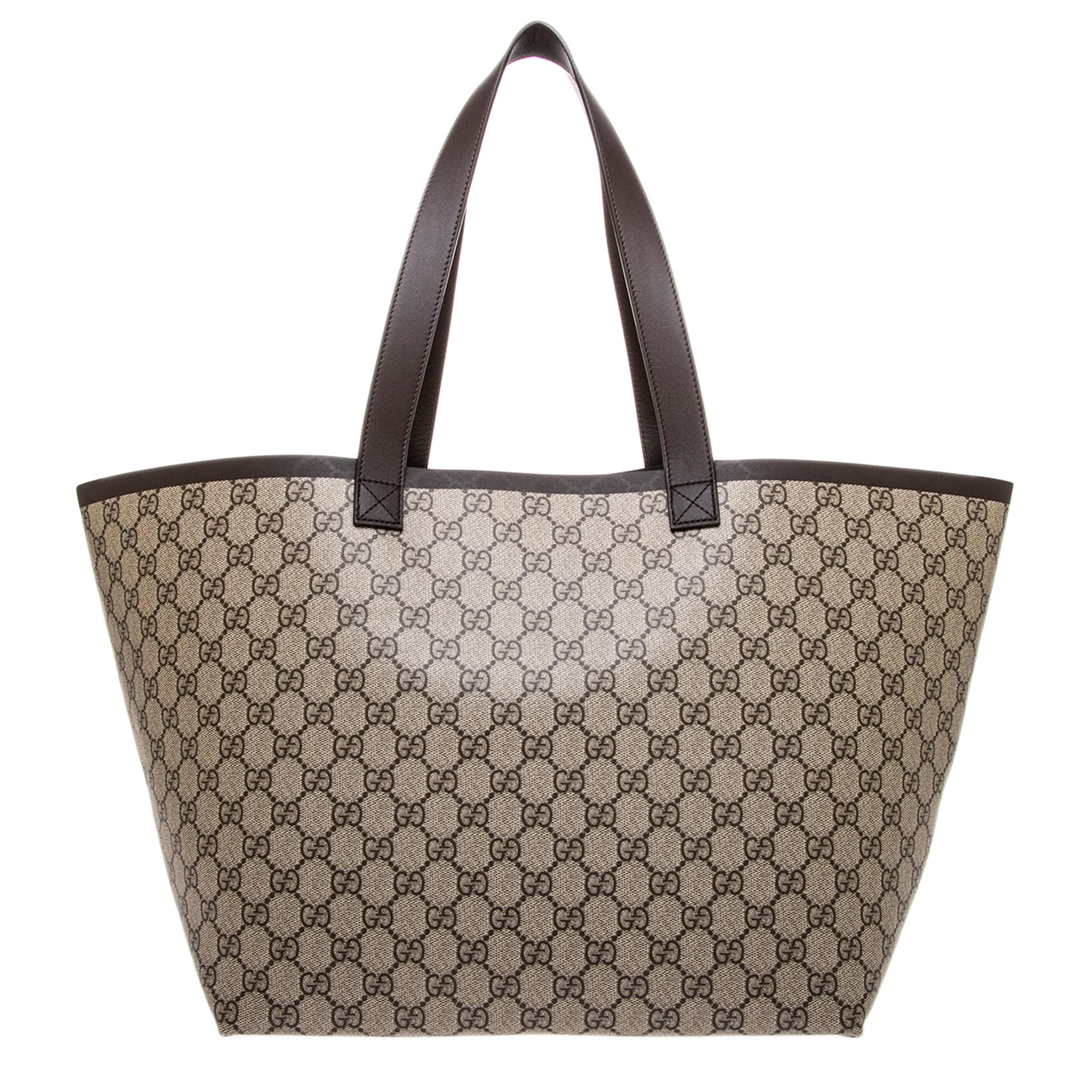 Gucci Leather-Trimmed Coated Canvas Tote