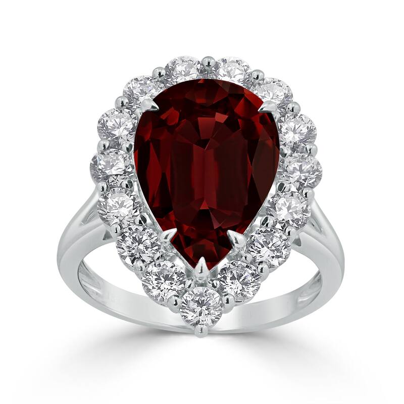 Auriya 2ct Pear-cut Red Garnet Halo Diamond Engagement Ring 1 3/4cttw 18K Gold