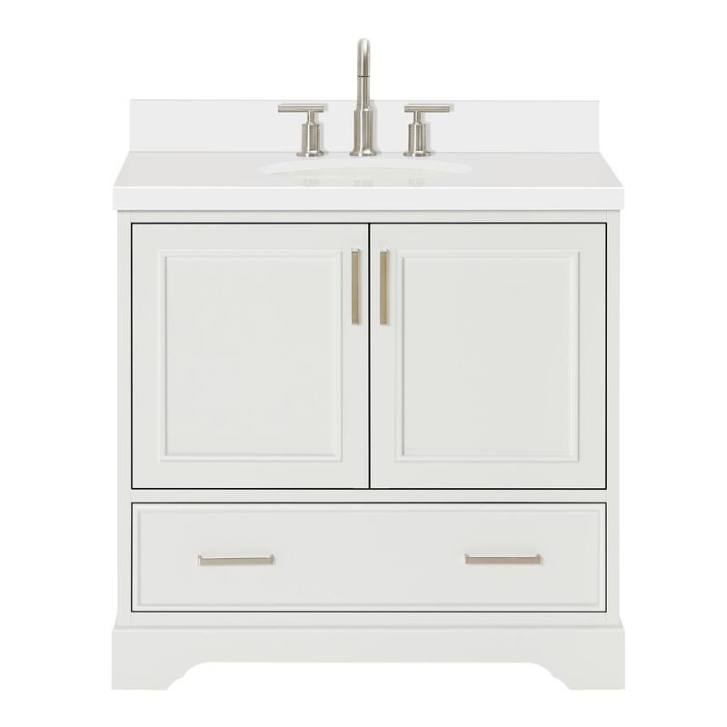 Ariel M037SWQOVO Stafford 36" Free Standing Single Basin Vanity Set - White - Painted