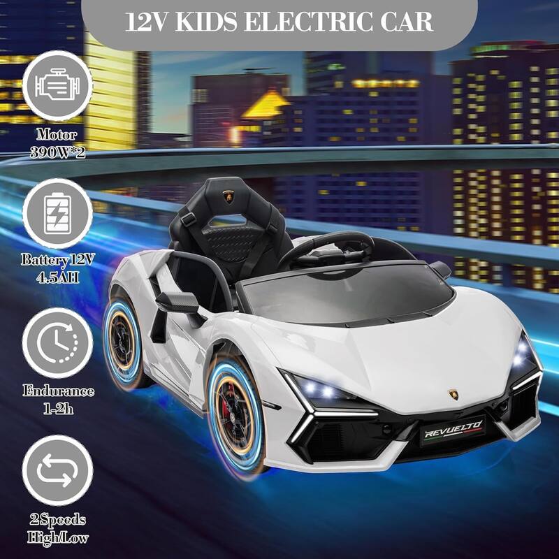 12V Kids Ride on Car Toy, Licensed Lamborghini Revuelto for Kids Best Gift