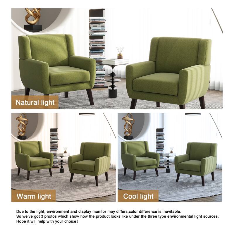 Modern Upholstered Linen Armchair Accent Chair Set of 2