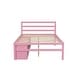 preview thumbnail 3 of 13, Full Size Wood Platform Bed with Removable Shelves, 2-Storage Drawers, Pink