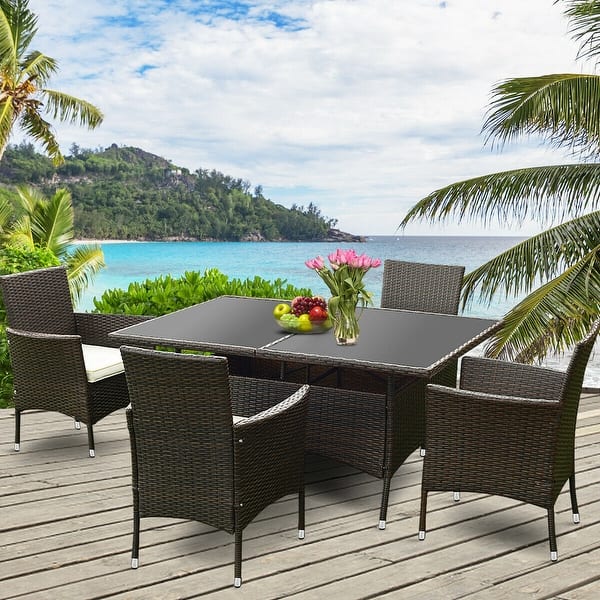 Costway 5pcs Rattan Garden Sofa Set Outdoor Patio Furniture Costway 5pcs Rattan Garden Sofa Set