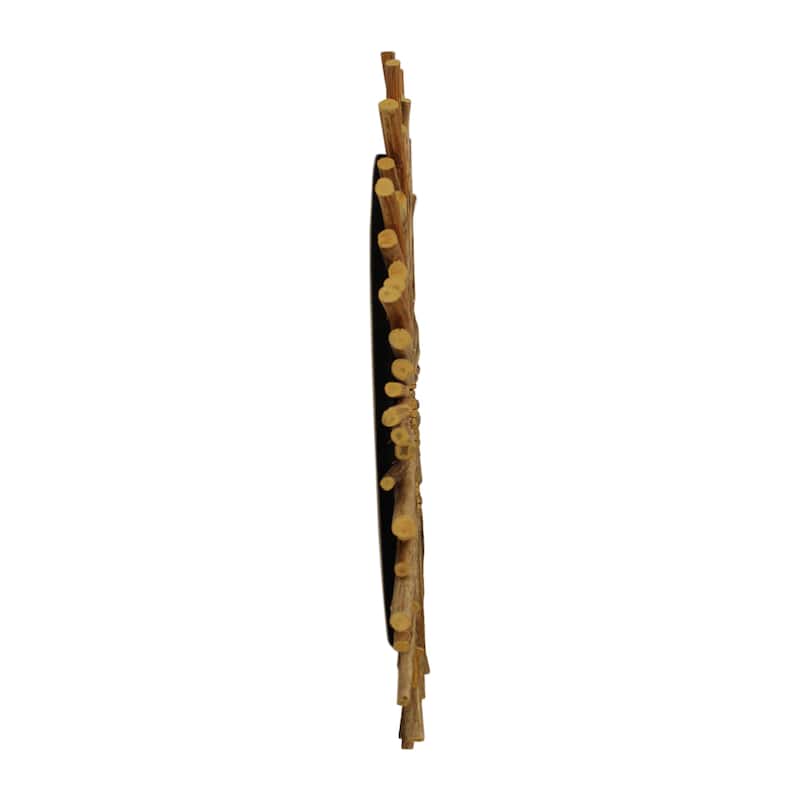 Natural Teak Wood Twig Sunburst Wall Mirror by East at Main