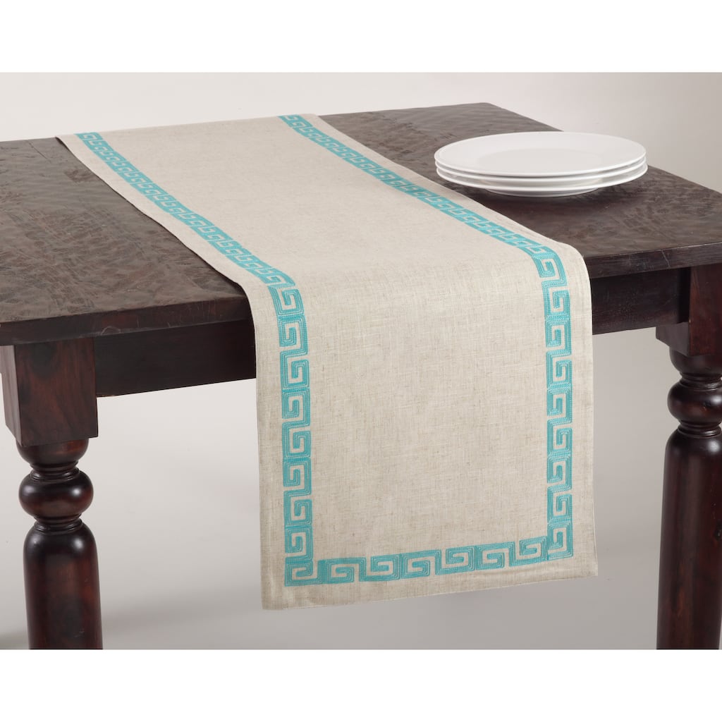 Stitched Greek Key Design Runner