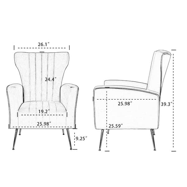 Modern Wingback Arm Chair with Gold Legs