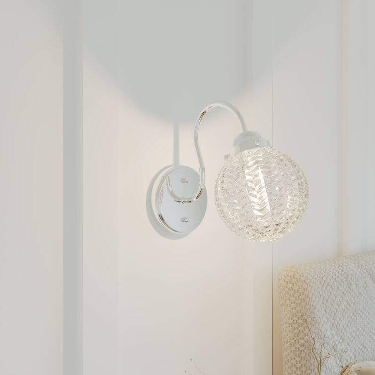 Acroma Clear and Glass Shade Modern Armed Sconce Wall Sconces
